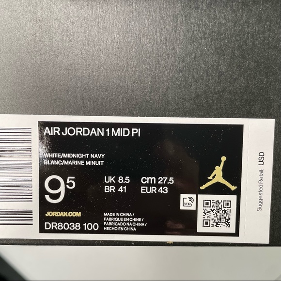 Air Jordan 1 Mid P1 Mens Size 9.5 White Leather Sneakers Basketball Shoes - Picture 13 of 13